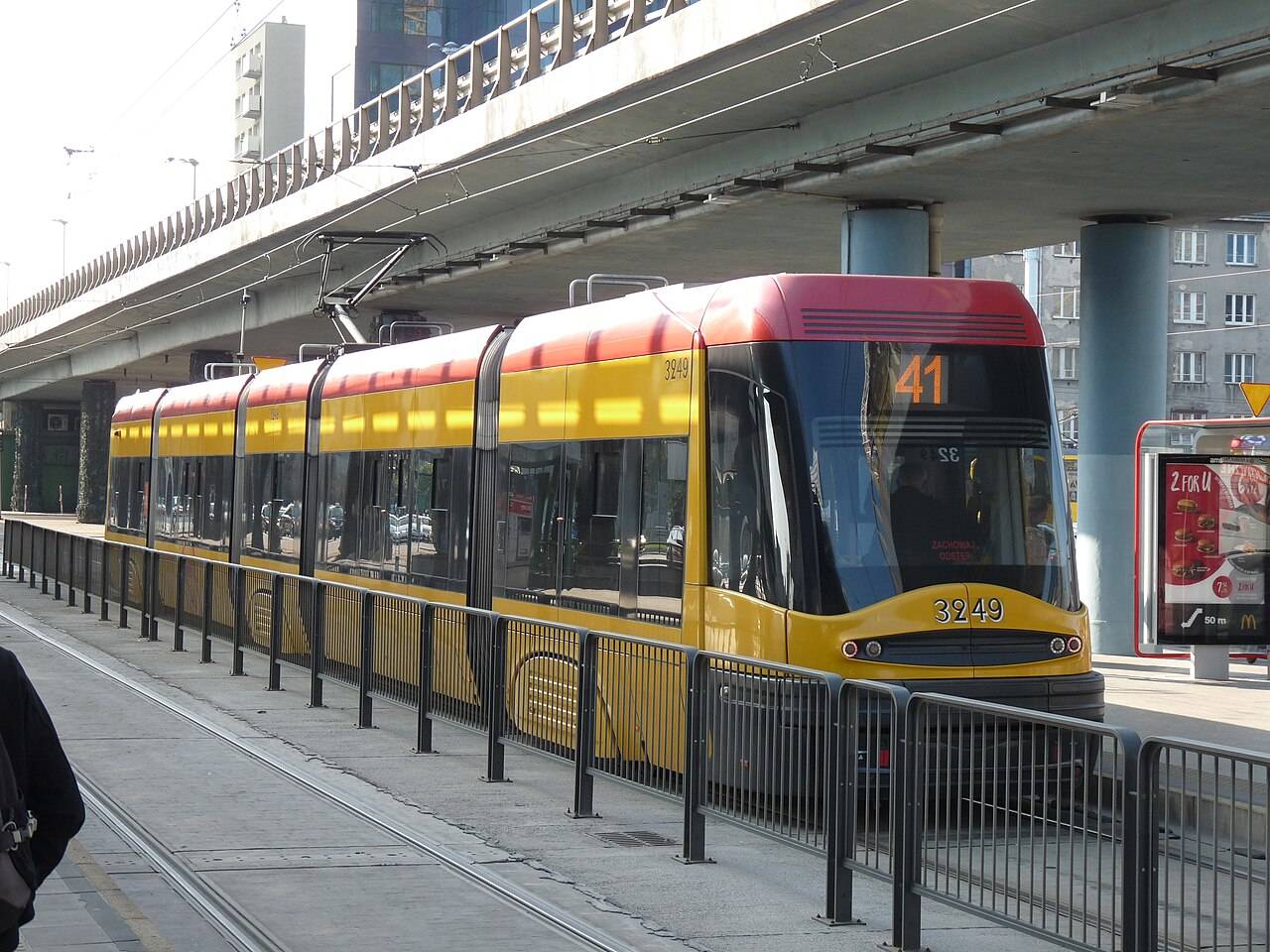 A tram in Warsaw, Poland