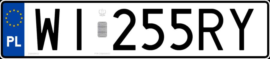 Polish license plate on a neutral background