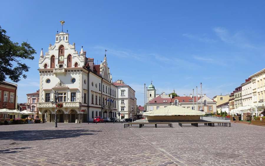Rzeszów's market square with the neo-Gothic town hall