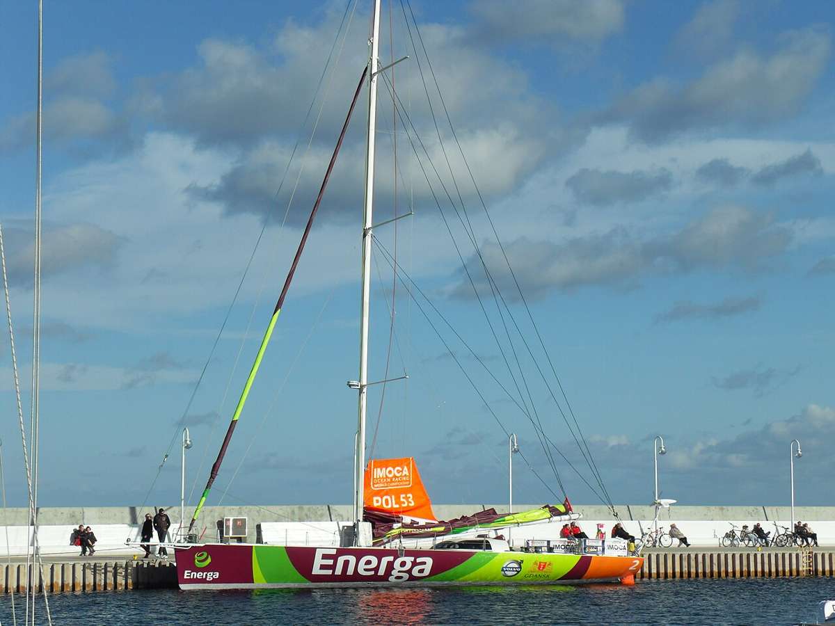 A sailing yacht in a marina