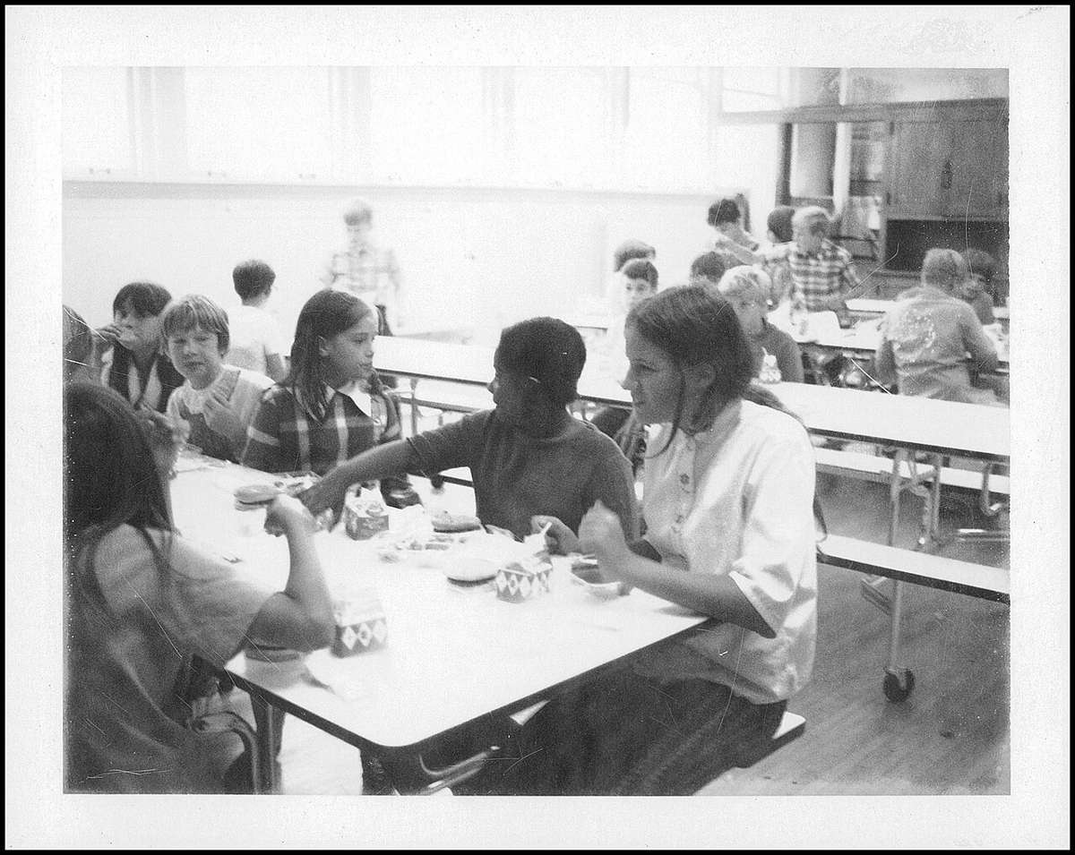 Children at lunchtime in a school