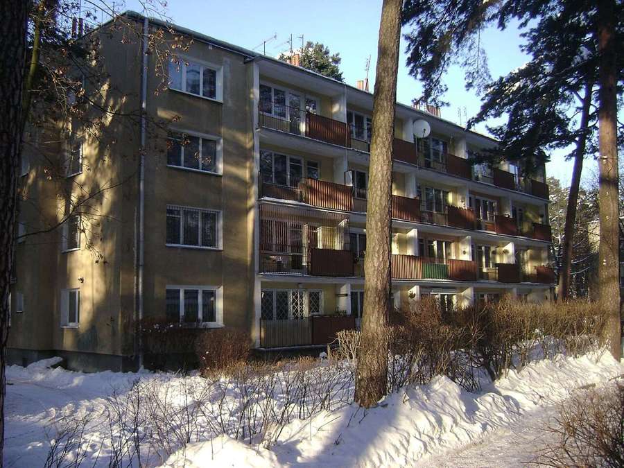 Apartment block in Konstancin-Jeziorna, Poland, in winter