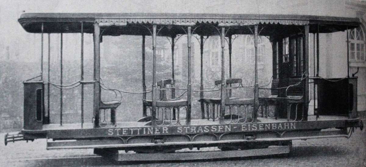 Historic summer tram trailer in Szczecin