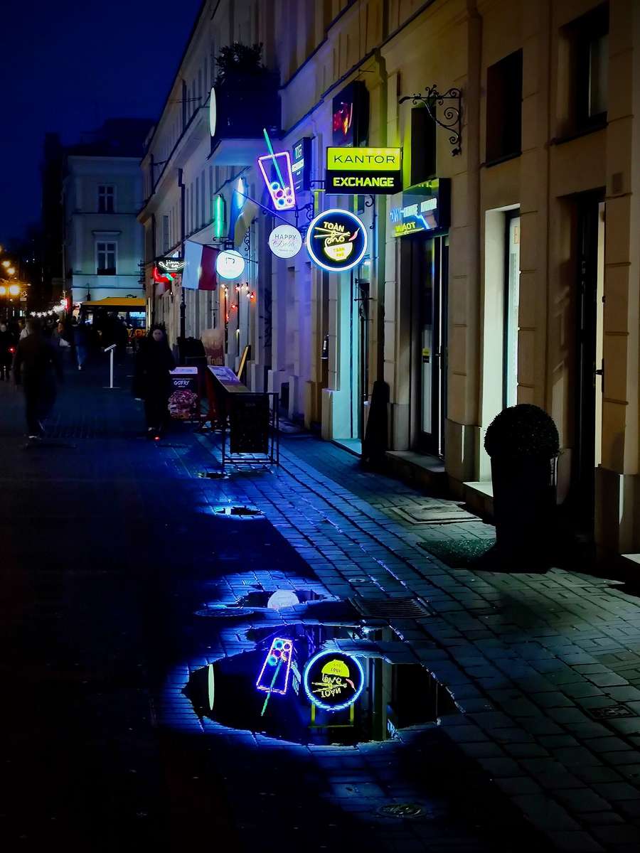 A Warsaw street at night - the city's dating and nightlife scene runs on directness, which makes the expectations conversation easier