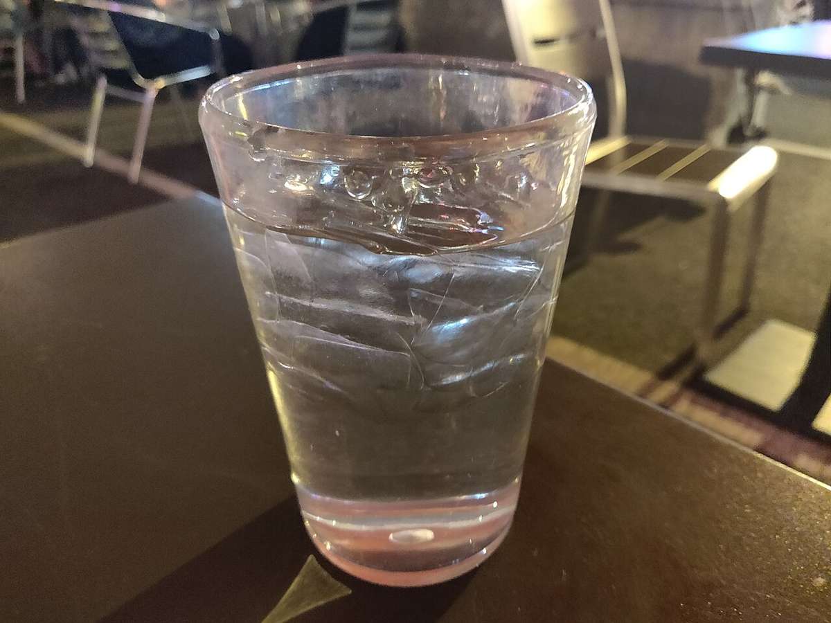 A glass of water outdoors