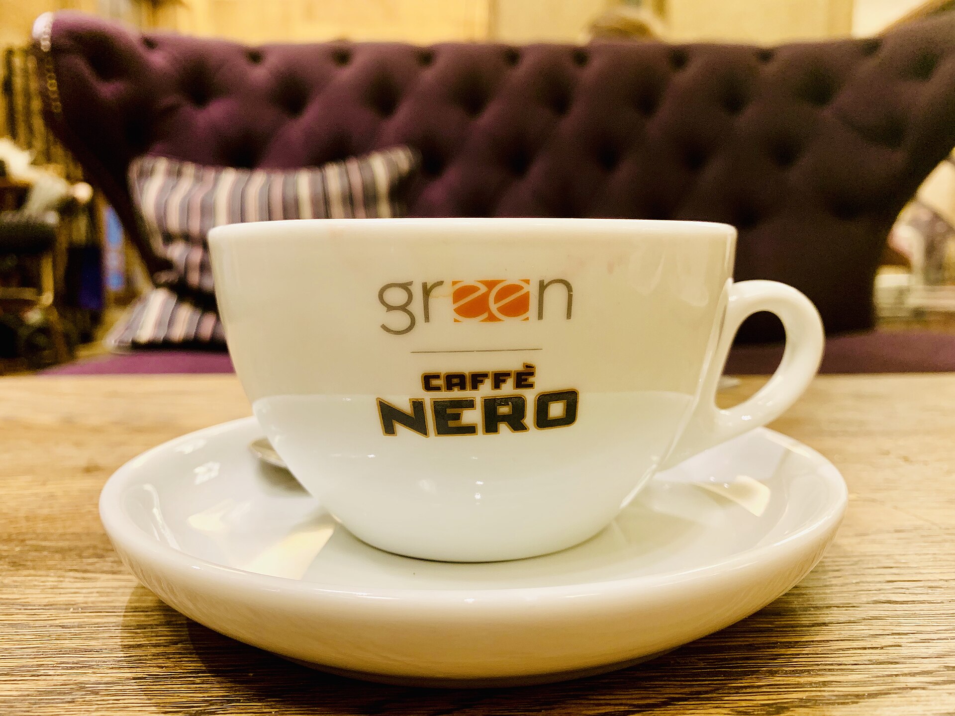 A cup of coffee at Green Caffè Nero near the Palace of Culture in Warsaw