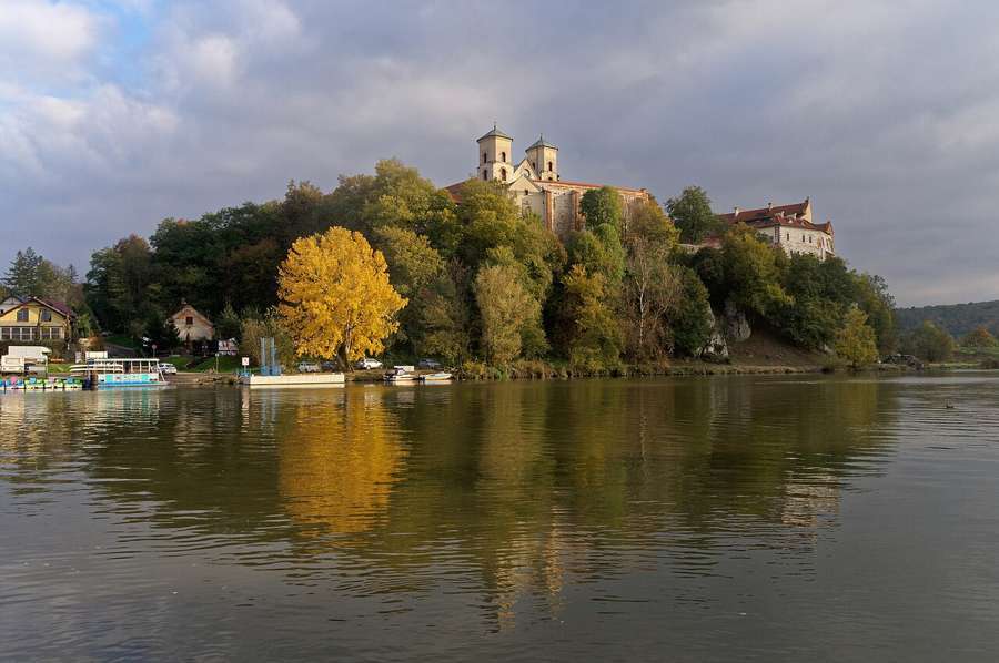 Benedictine Abbey in Tyniec on its limestone hill above the Vistula in autumn