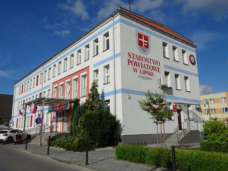 The starostwo powiatowe district office in Lipsko, Poland, seat of the local labour office