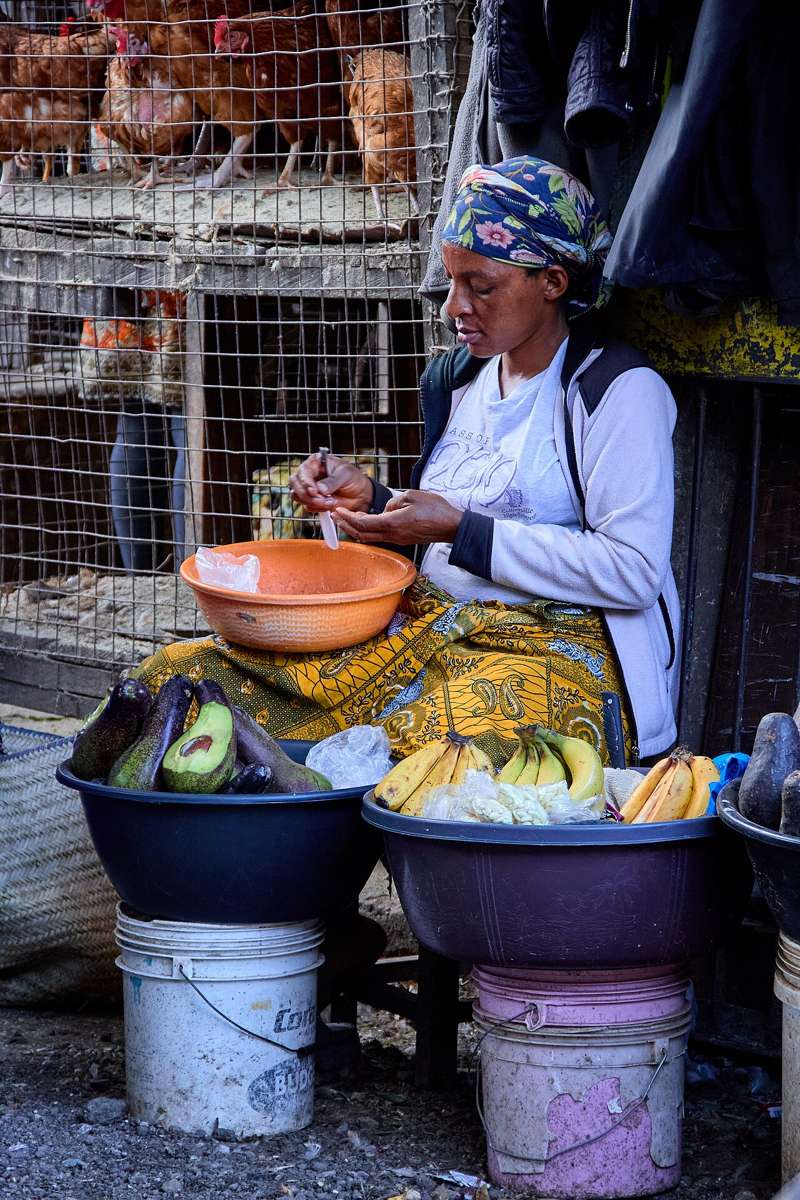 A fruit vendor at a market