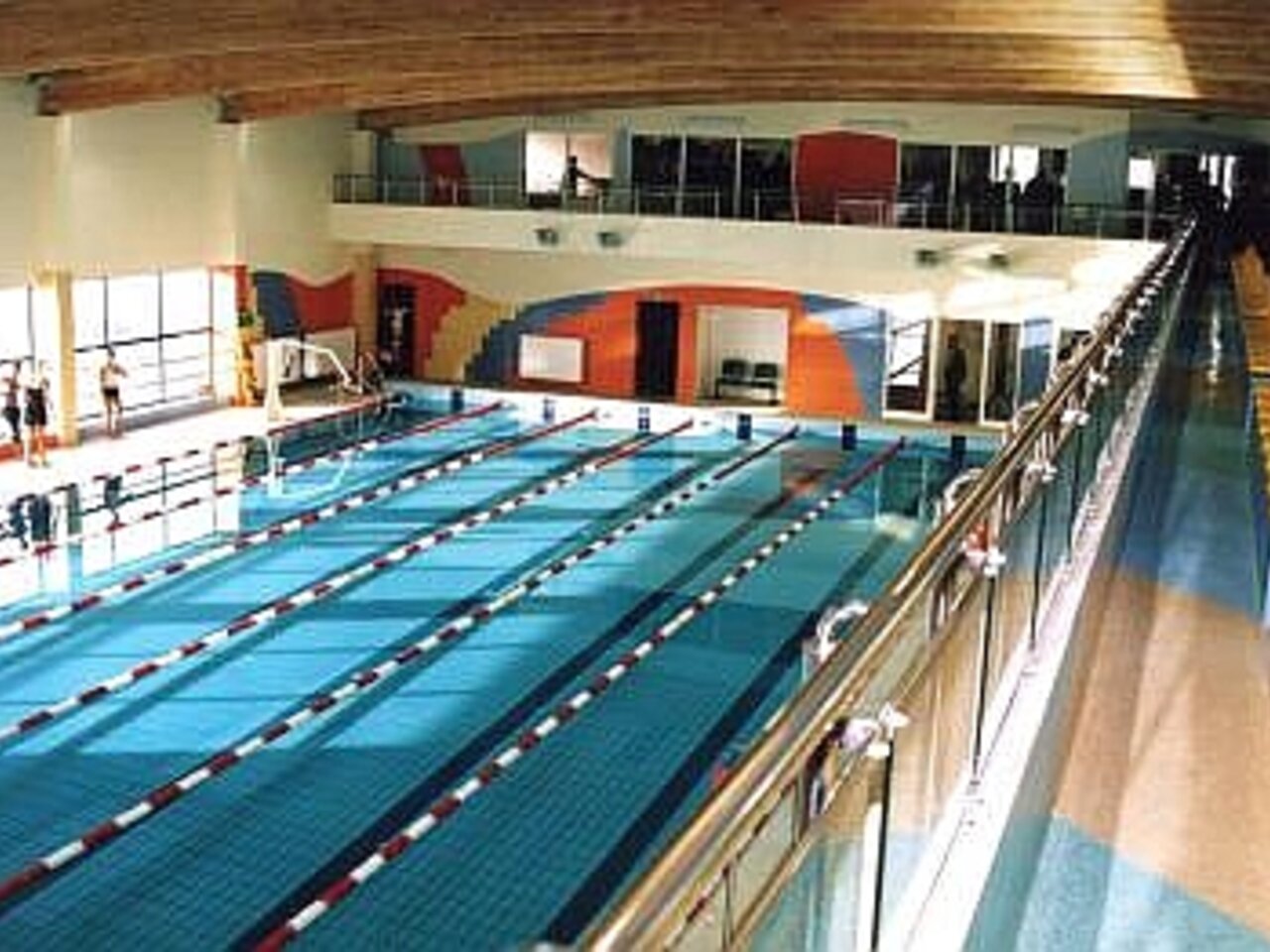 Swimming lanes inside an indoor municipal pool in Poland