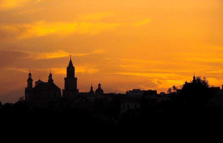Lublin old town at sunset