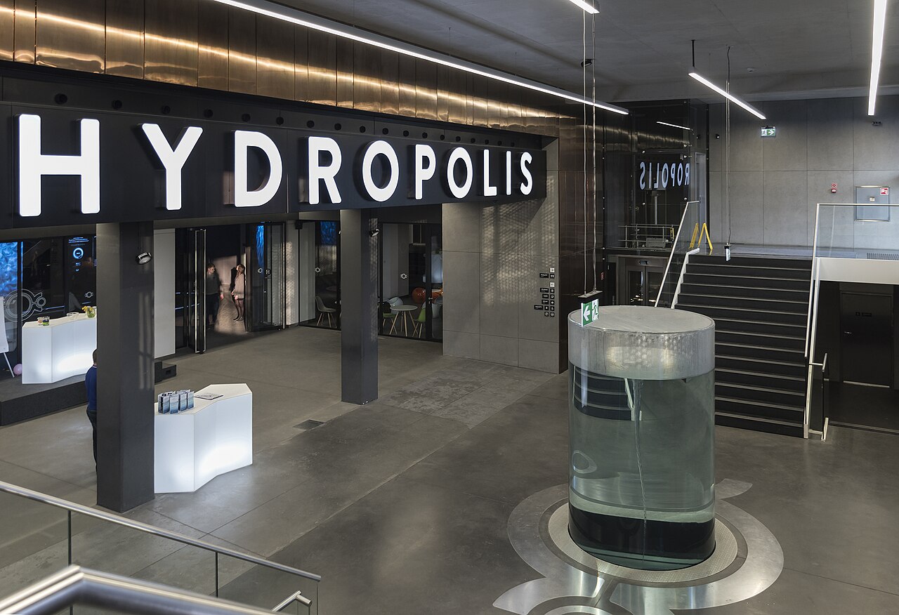 The entrance hall of the Hydropolis water exhibition in Wrocław