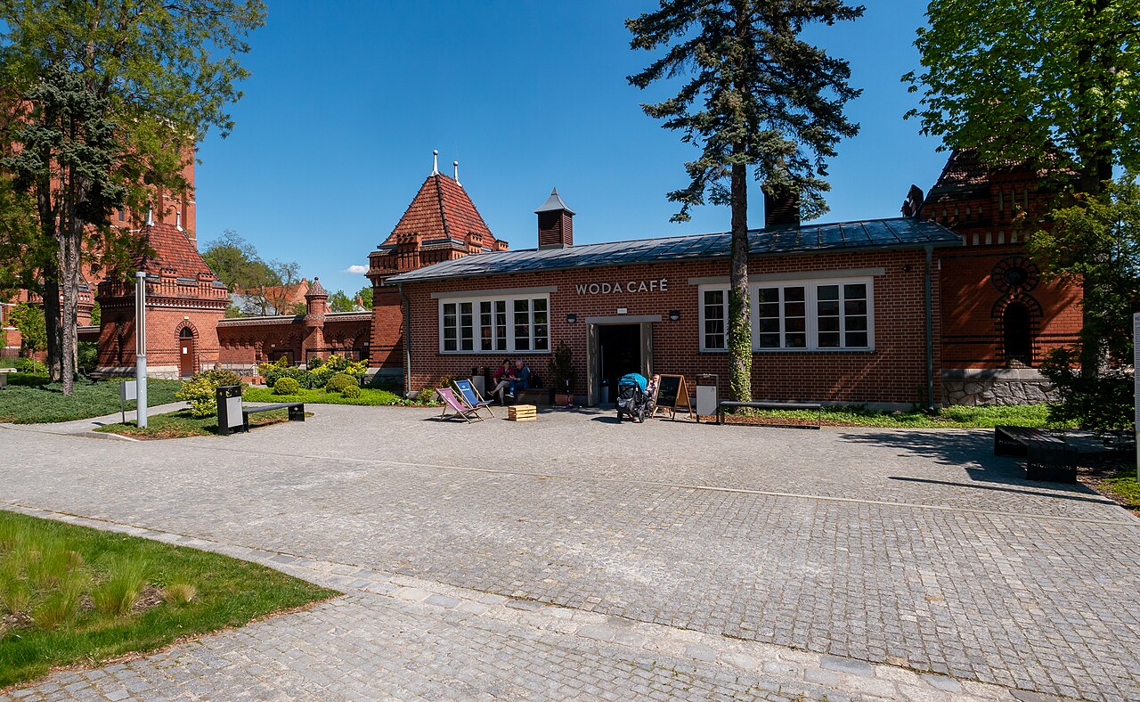 The historic Na Grobli waterworks complex in Wrocław that houses the Hydropolis exhibition